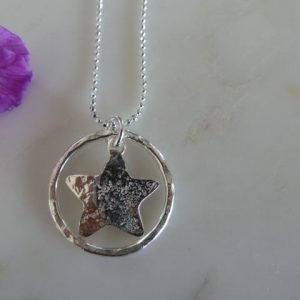 Silver Circle & star Pendant