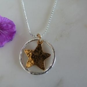 Silver Circle & Gold Star Pendant