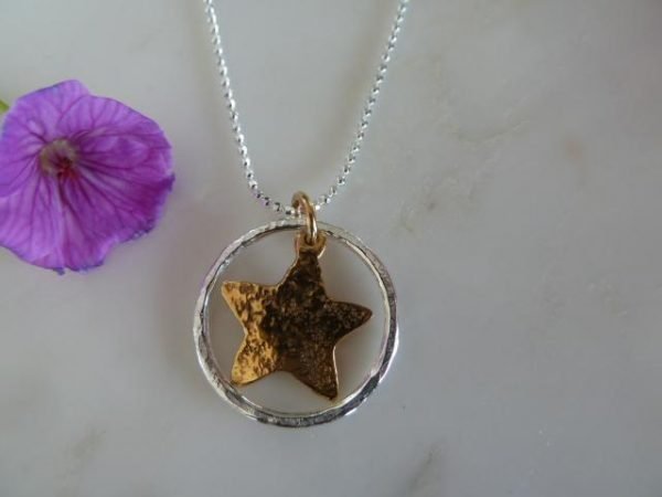 Silver Circle & Gold Star Pendant