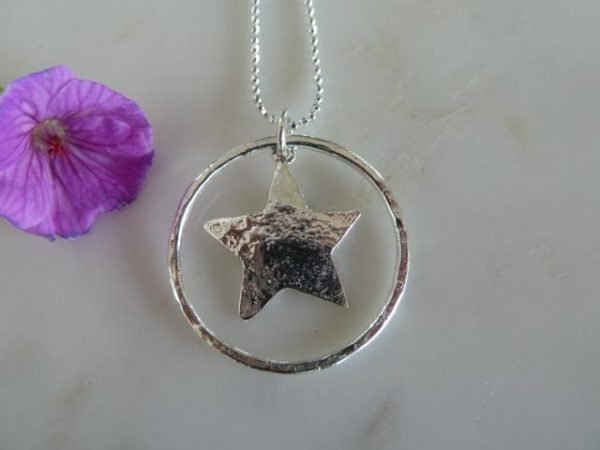 Large Silver Circle & Star Pendant