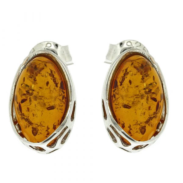 Amber Giraffe Pattern Stud Earrings