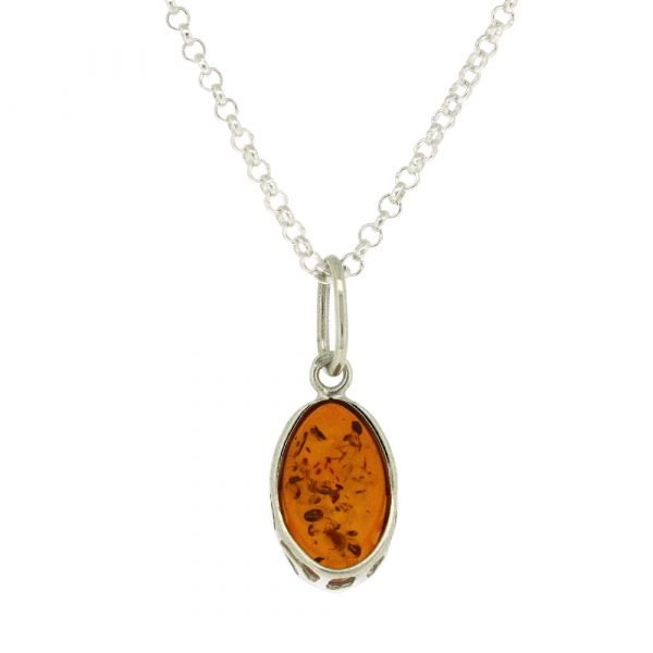 Amber Giraffe Pattern Pendant & Chain