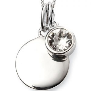 April Birthstone & Silver Disc Necklace