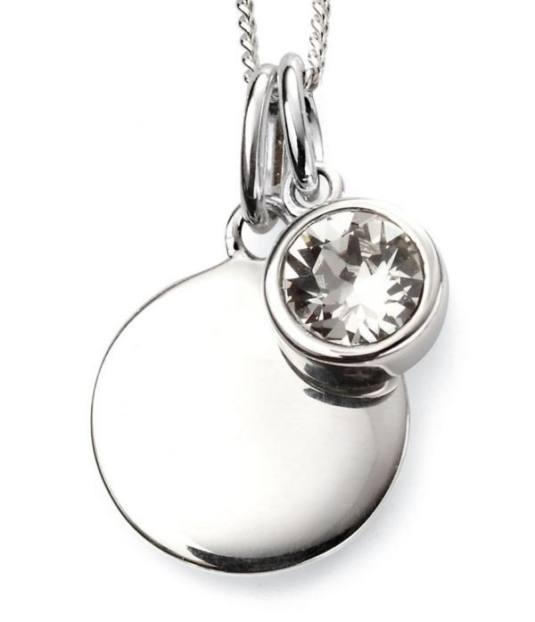 April Birthstone & Silver Disc Necklace