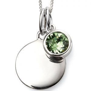August Birthstone & Silver Disc Necklace