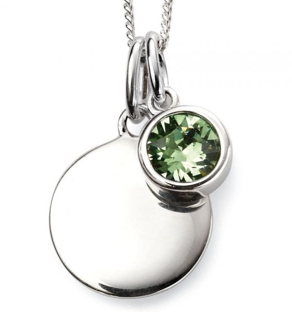 August Birthstone & Silver Disc Necklace