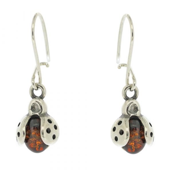 Amber Ladybird Earrings