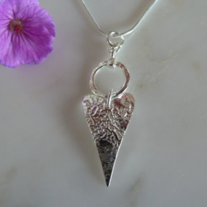 Silver Circle & Slender Heart Pendant