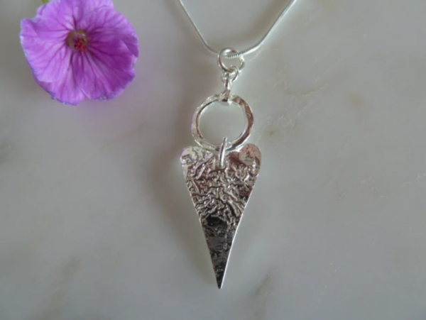 Silver Circle & Slender Heart Pendant