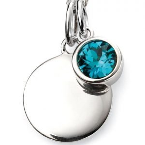 December Birthstone & Silver Disc Necklace