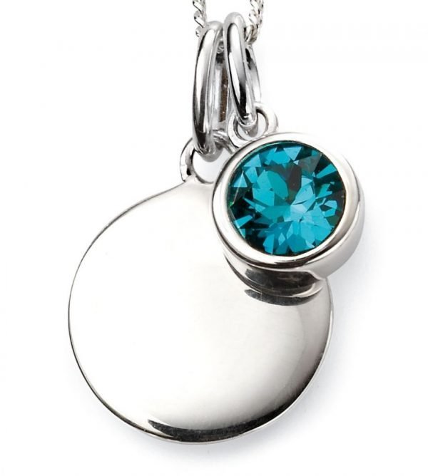 December Birthstone & Silver Disc Necklace