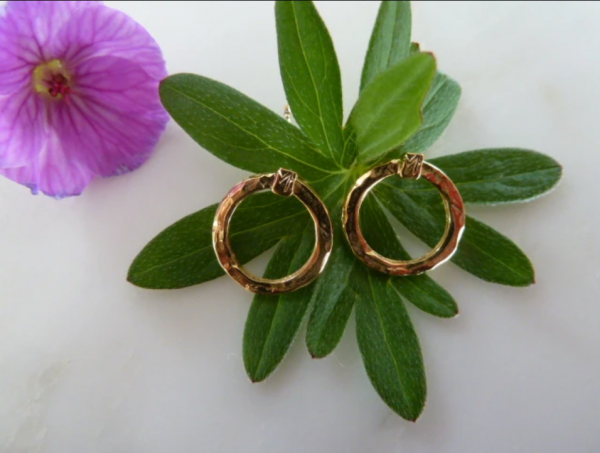 Gold Circle Stud Earrings