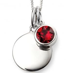 July Birthstone & Silver Disc Necklace