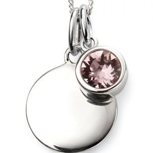 June Birthstone & Silver Disc Necklace