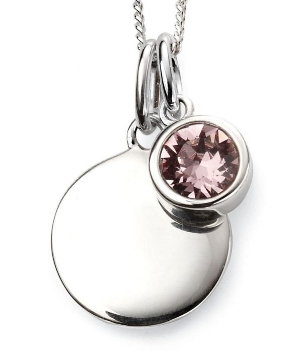 June Birthstone & Silver Disc Necklace