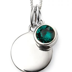 May Birthstone & Silver Disc Necklace