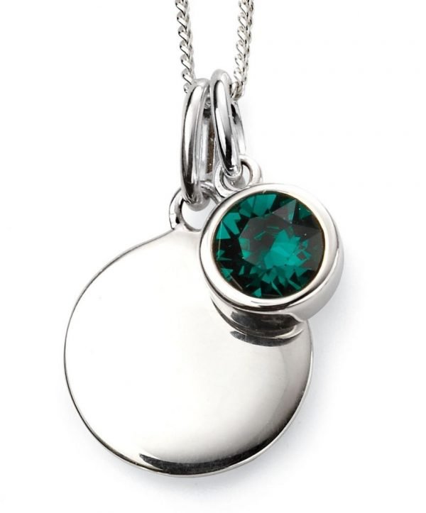 May Birthstone & Silver Disc Necklace