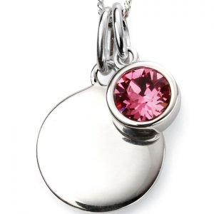 October Birthstone & Silver Disc Necklace