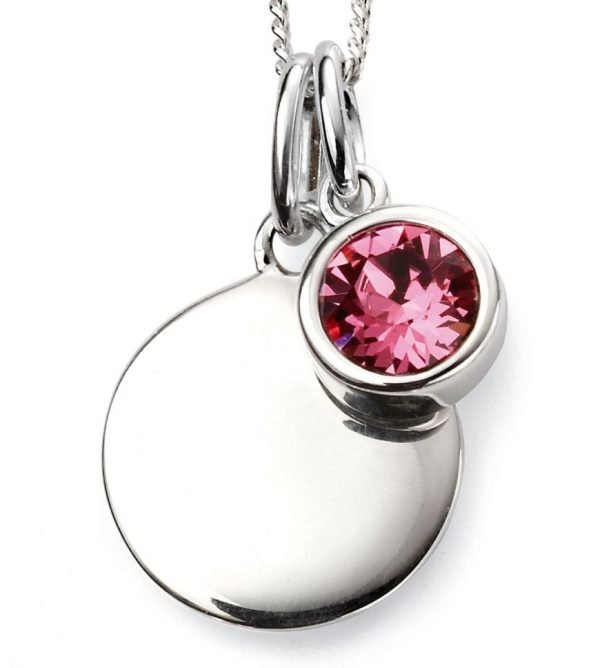 October Birthstone & Silver Disc Necklace