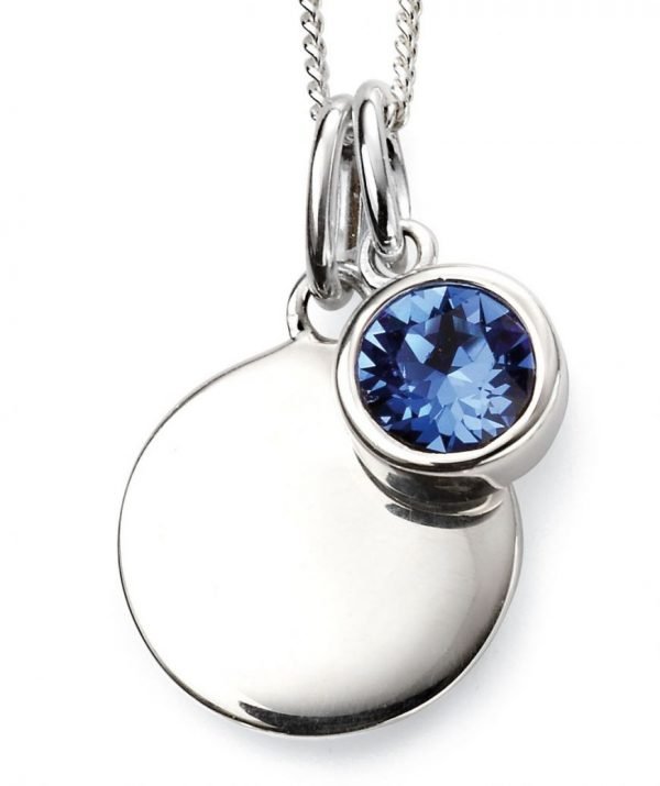 September Birthstone & Silver Disc Necklace