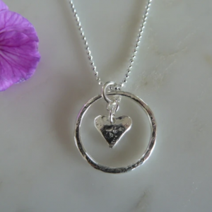 Silver Circle & Heart Pendant