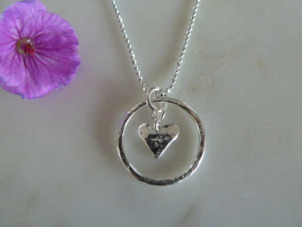 Silver Circle & Heart Pendant