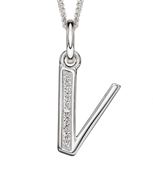Art Deco Initial 'V' Pendant