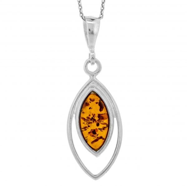 Classic Amber Marquise Pendant & Chain