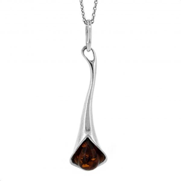 Amber Flute Pendant & Chain - Cognac
