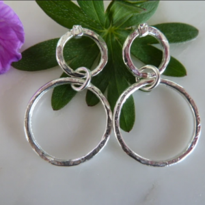 Silver Circle Drop stud Earrings