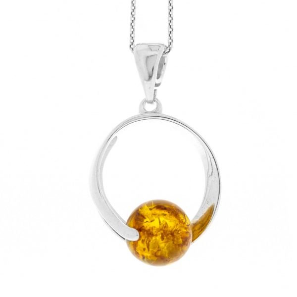 Amber Whirlpool Pendant & Chain