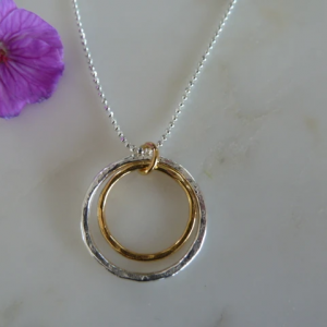 Silver & Gold Double Circle Pendant