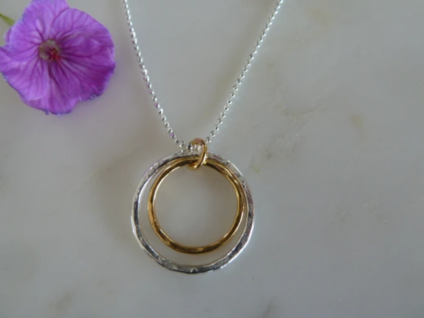 Silver & Gold Double Circle Pendant
