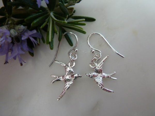 Silver Swallow Drop Earrings