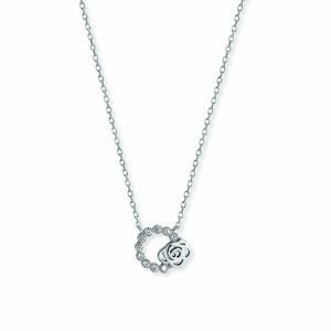 Silver Rose CZ Necklace