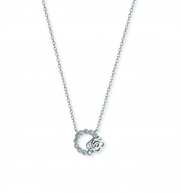 Silver Rose CZ Necklace