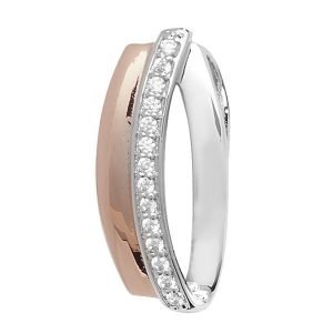 Silver and Rose-Gold Plated CZ Pendant & Chain