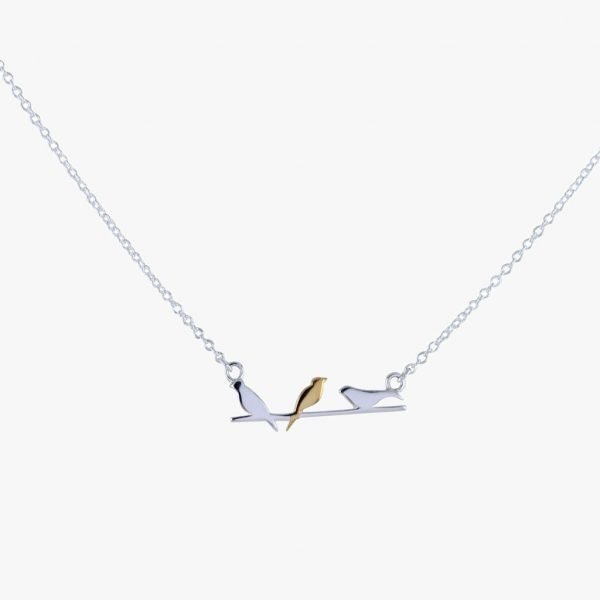 Bird on a Wire Necklace - Sterling Silver & Gold Vermeil