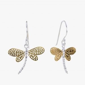Dragonfly Earrings - Sterling Silver & Gold Vermeil