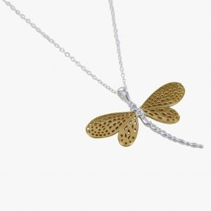 Dragonfly Necklace - Sterling Silver & Gold Vermeil