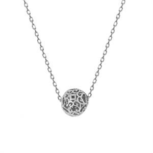 Silver Open-Work Ball Necklace
