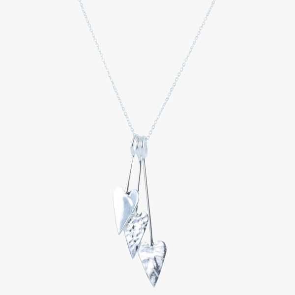 Textured Trio Hearts Necklace