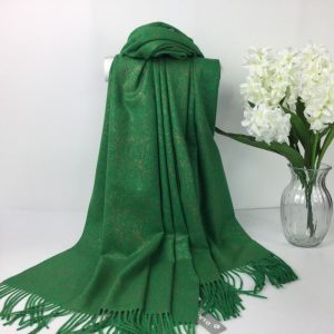 Medium-Weight Winter Scarf With Metallic Gold Detail - Bright Green