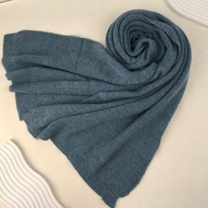 Winter-weight knitted scarf with glitter thread - Blue-Grey