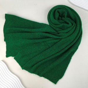 Winter-weight knitted scarf with glitter thread - Green