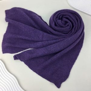 Winter-weight knitted scarf with glitter thread - Purple
