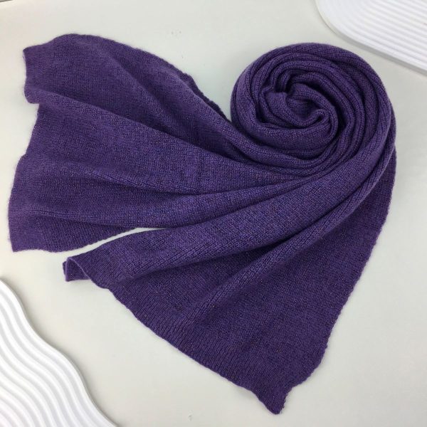 Winter-weight knitted scarf with glitter thread - Purple