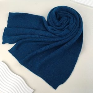 Winter-weight knitted scarf with glitter thread - Royal Blue